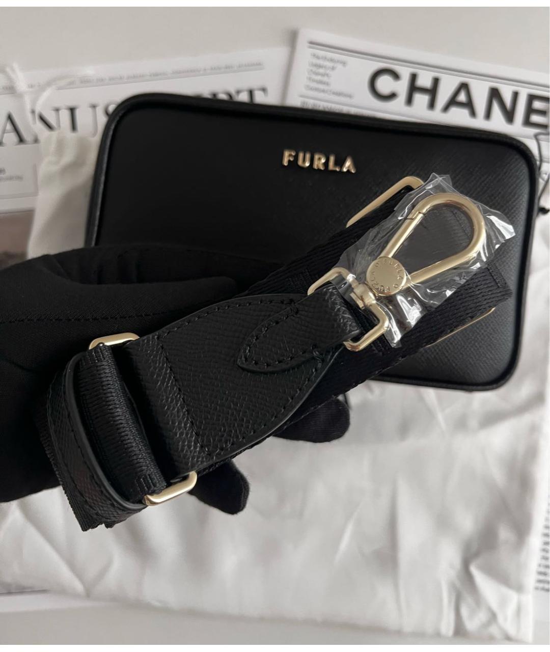 FURLA Черная кожаная сумка через плечо, фото 6