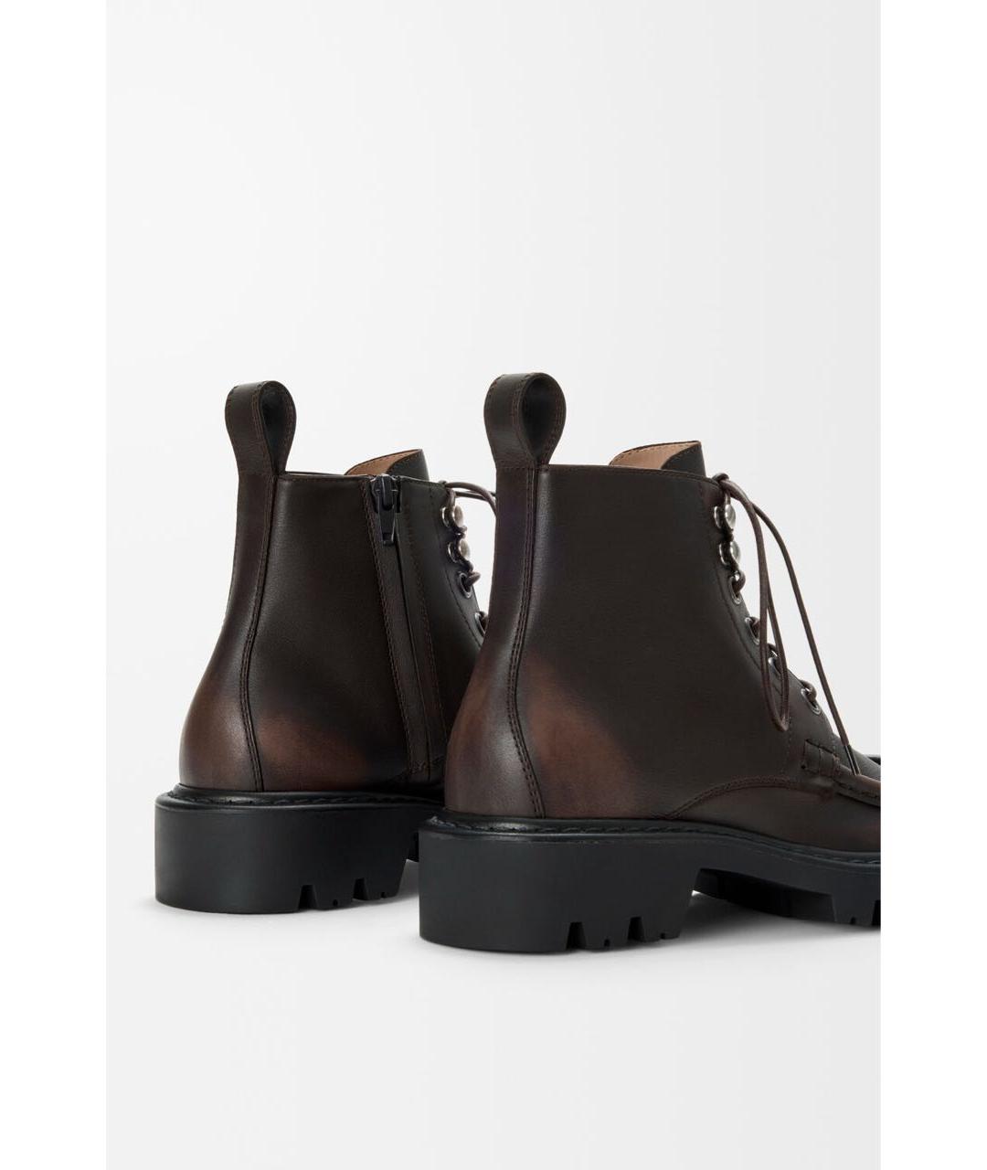 LOEWE Коричневые кожаные ботинки, фото 5