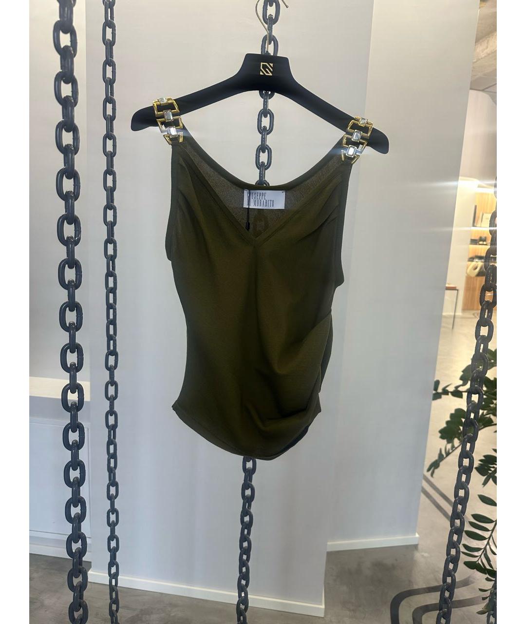 GIUSEPPE DI MORABITO Зеленая вискозная майка, фото 4