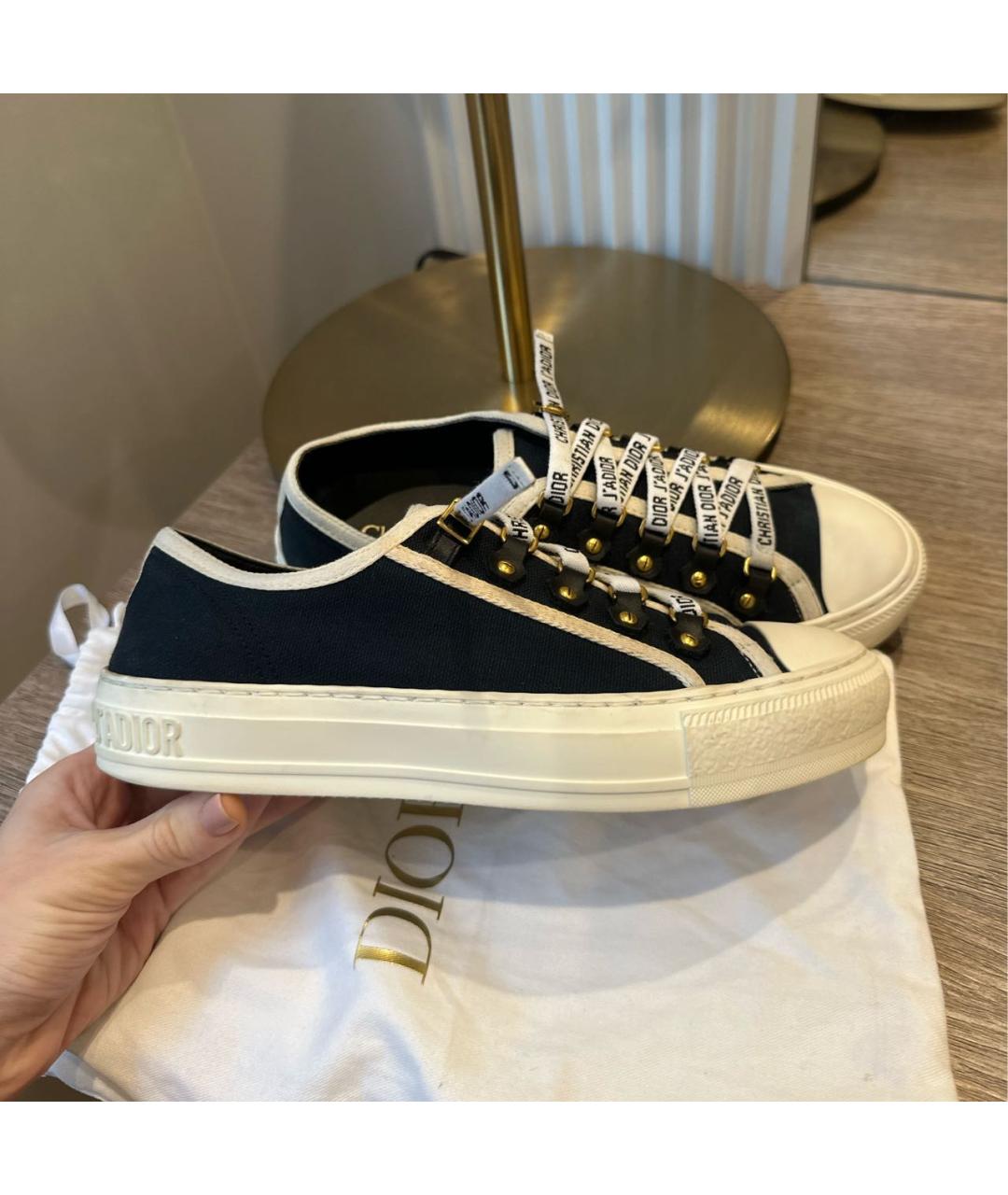 CHRISTIAN DIOR Черные текстильные кеды, фото 4