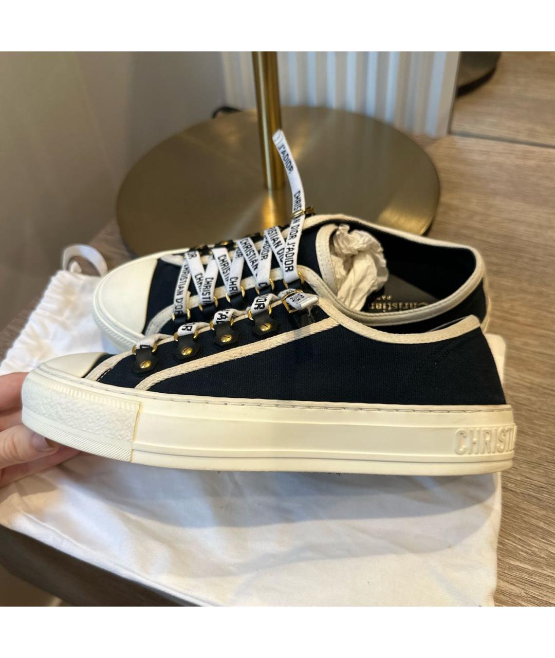 CHRISTIAN DIOR Черные текстильные кеды, фото 5