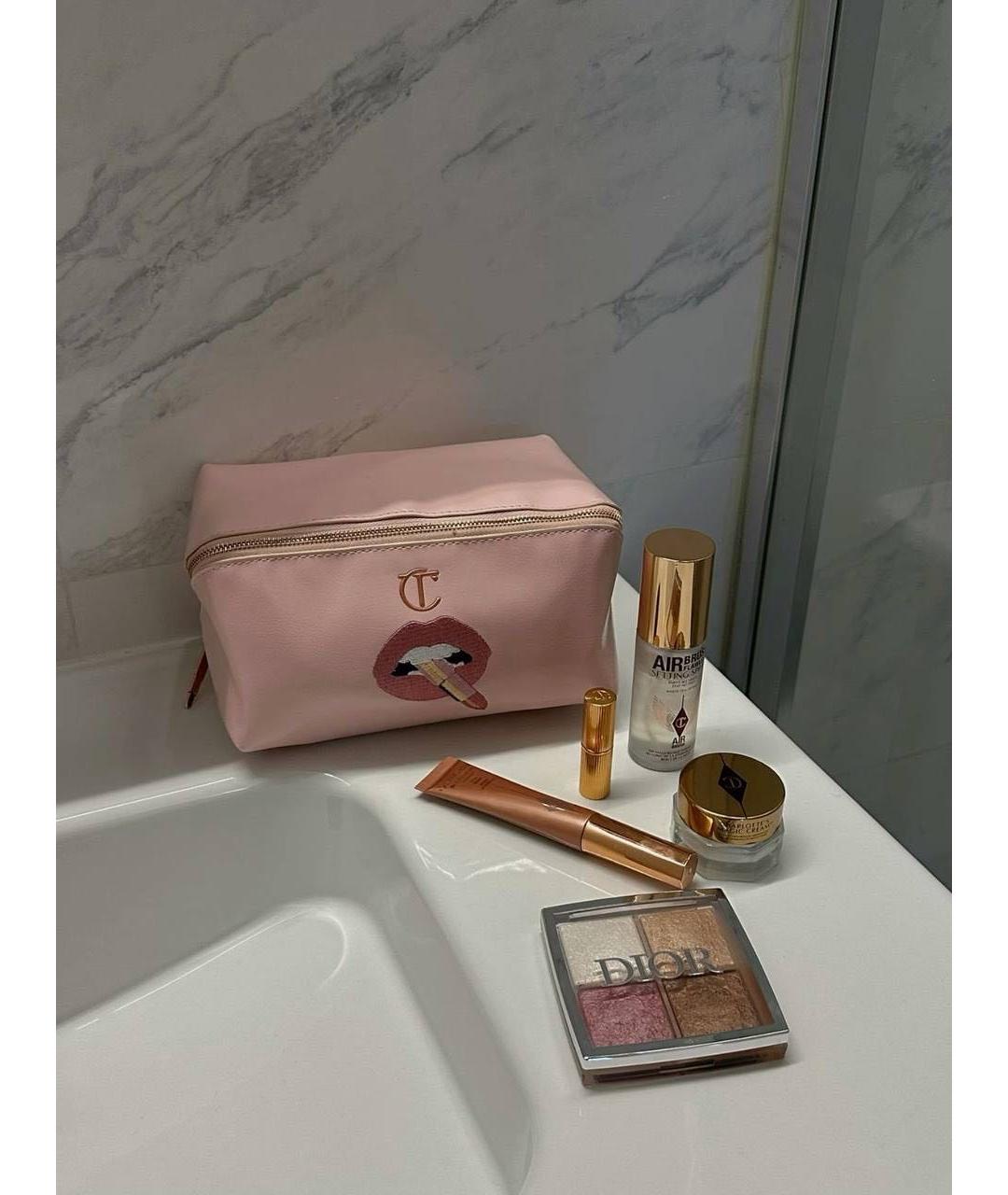 CHARLOTTE TILBURY Розовая кожаная косметичка, фото 2