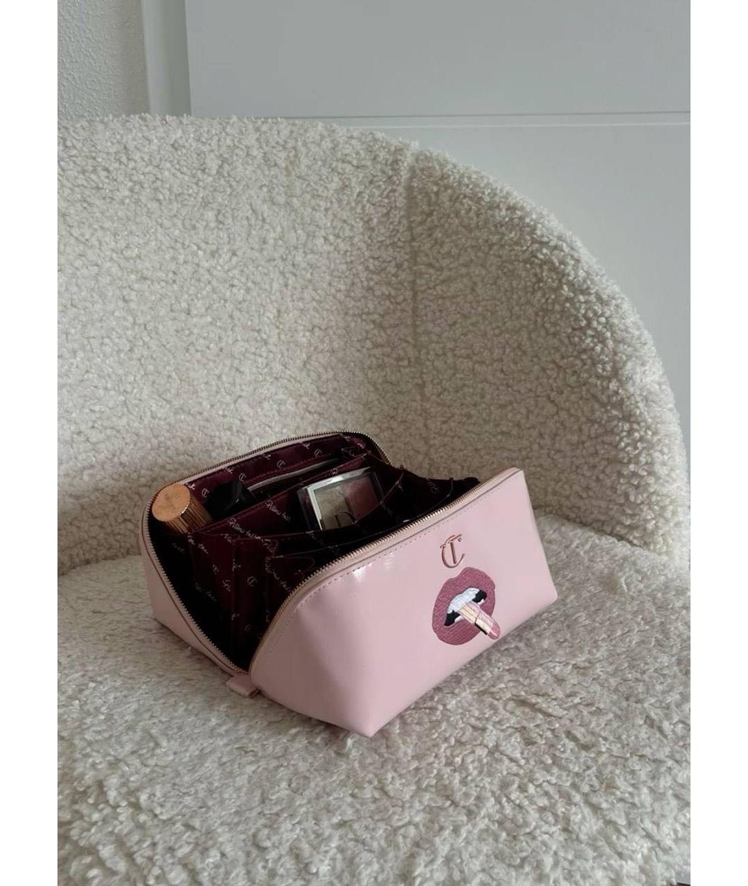 CHARLOTTE TILBURY Розовая кожаная косметичка, фото 3