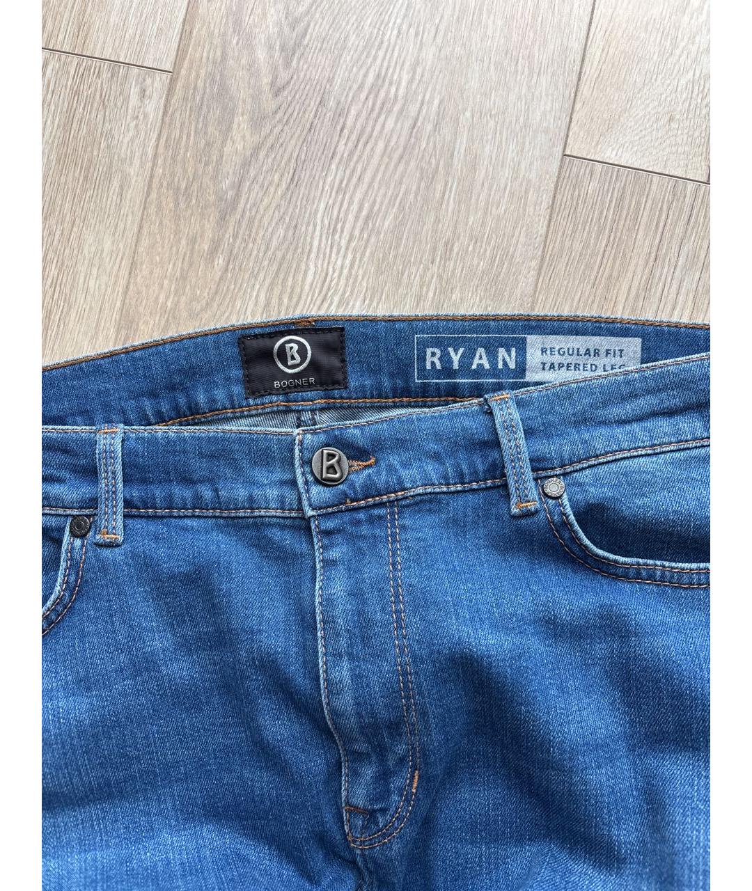 BOGNER Синие хлопко-полиэстеровые прямые джинсы, фото 3