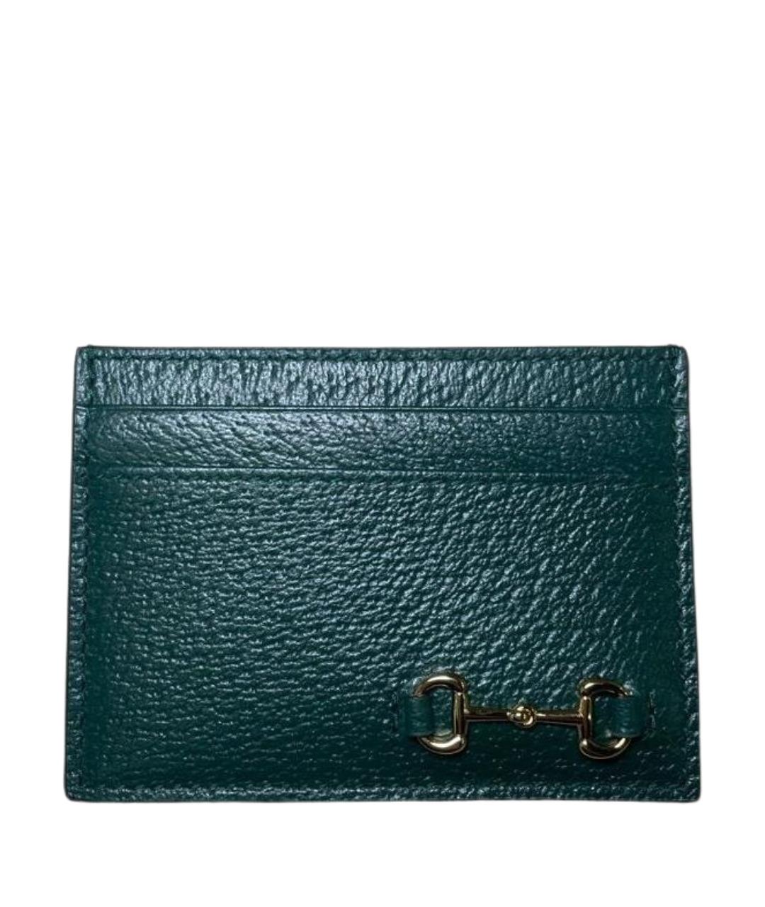 GUCCI Зеленый кожаный кардхолдер, фото 1