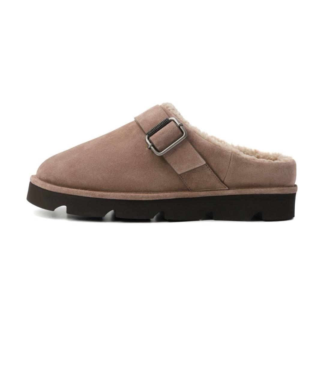 BRUNELLO CUCINELLI Бежевые замшевые сабо, фото 5