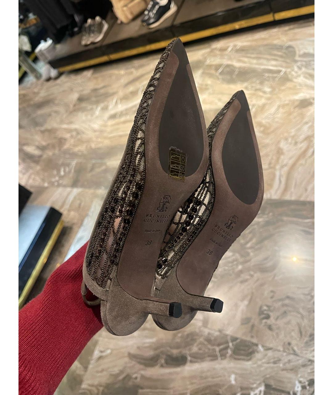 BRUNELLO CUCINELLI Коричневые замшевые туфли, фото 4