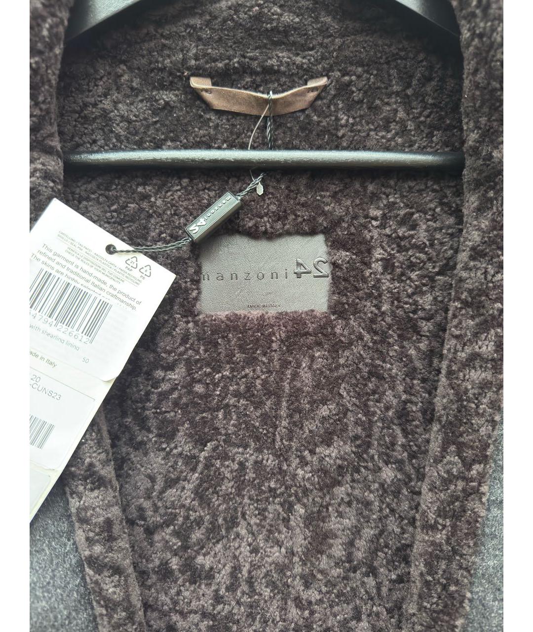 MANZONI 24 Антрацитовое шерстяное пальто, фото 3