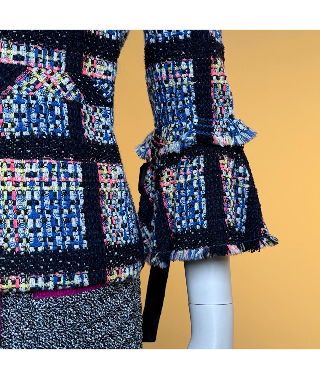 CHANEL Синий твидовый жакет/пиджак, фото 3