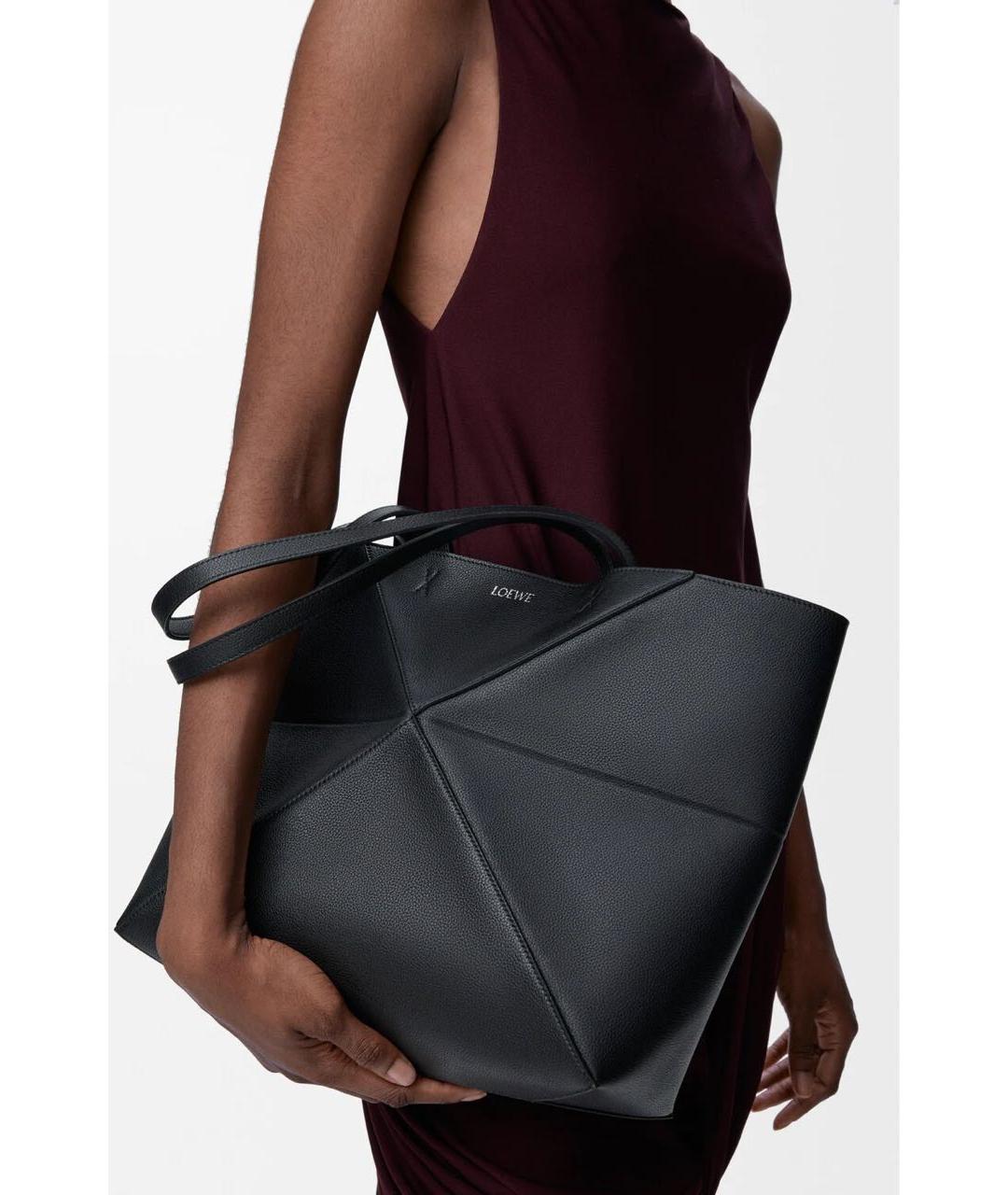 LOEWE Черная кожаная сумка тоут, фото 3