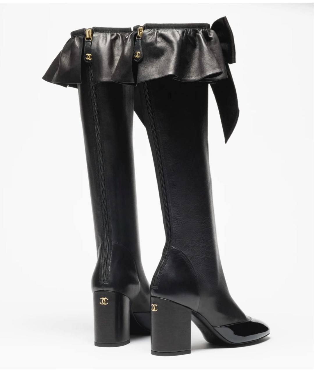 CHANEL Черные кожаные сапоги, фото 3