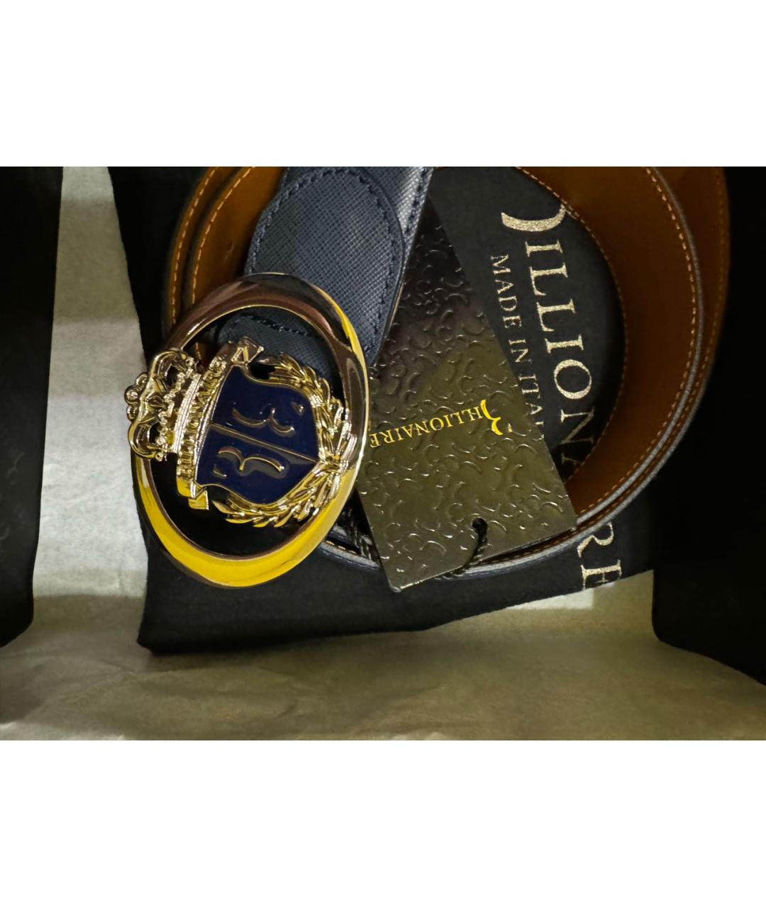 BILLIONAIRE Синий кожаный ремень, фото 6