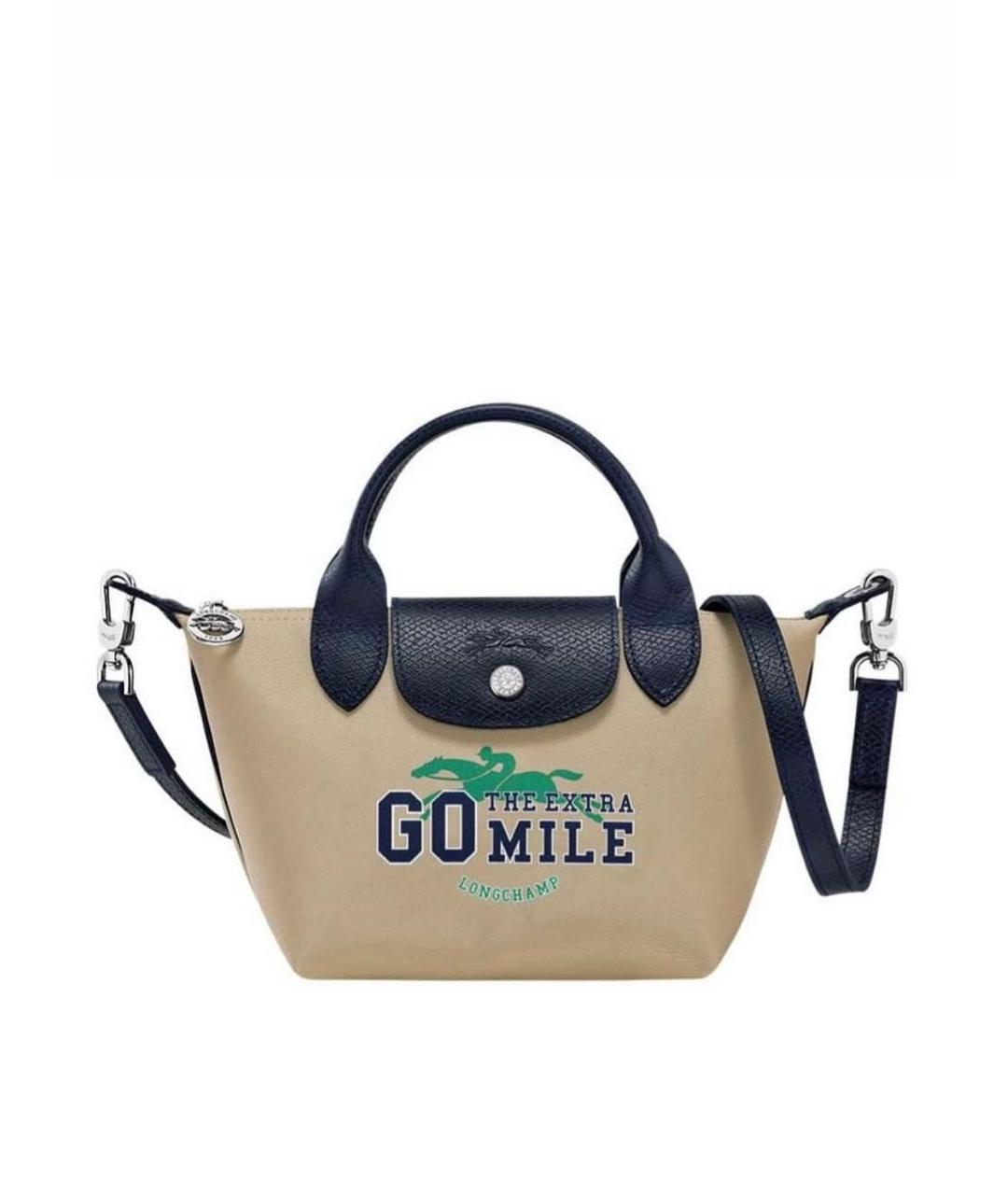 LONGCHAMP Бежевая тканевая сумка через плечо, фото 5