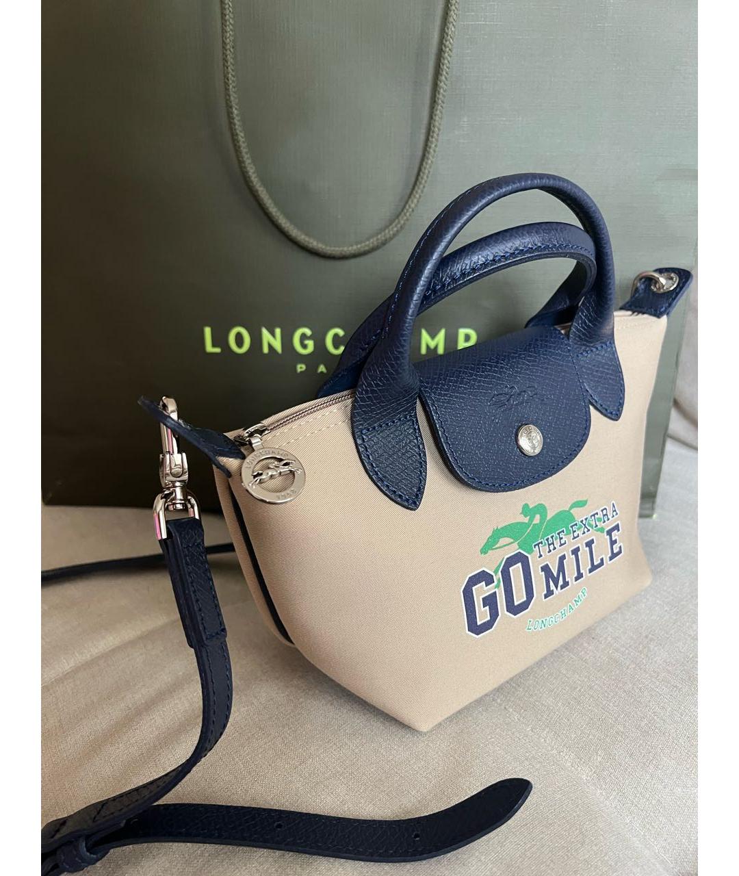 LONGCHAMP Бежевая тканевая сумка через плечо, фото 2