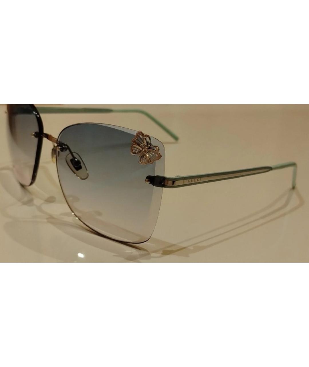 GUCCI Голубые металлические солнцезащитные очки, фото 3