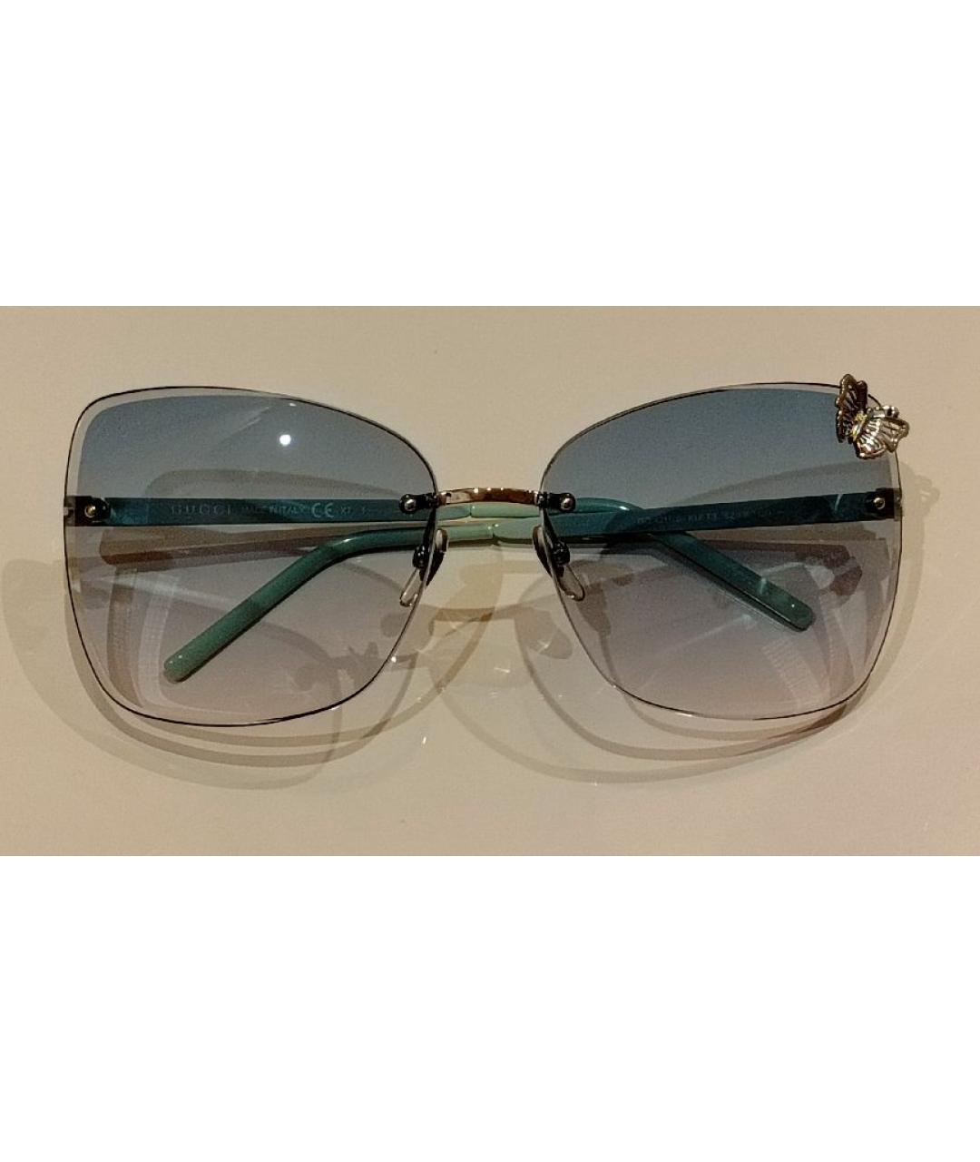 GUCCI Голубые металлические солнцезащитные очки, фото 7