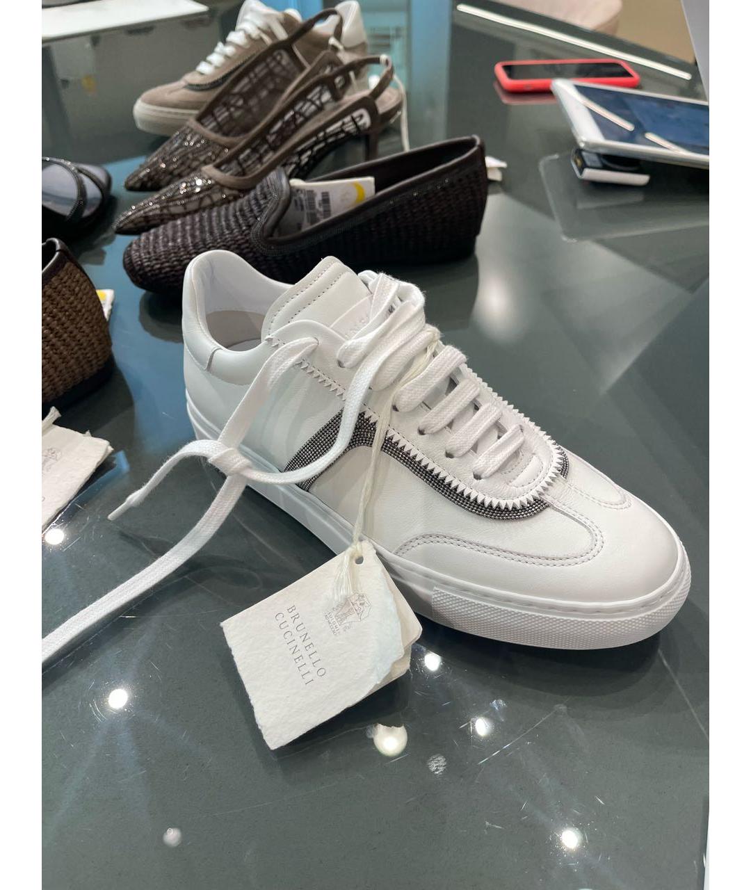 BRUNELLO CUCINELLI Белые кожаные кеды, фото 6