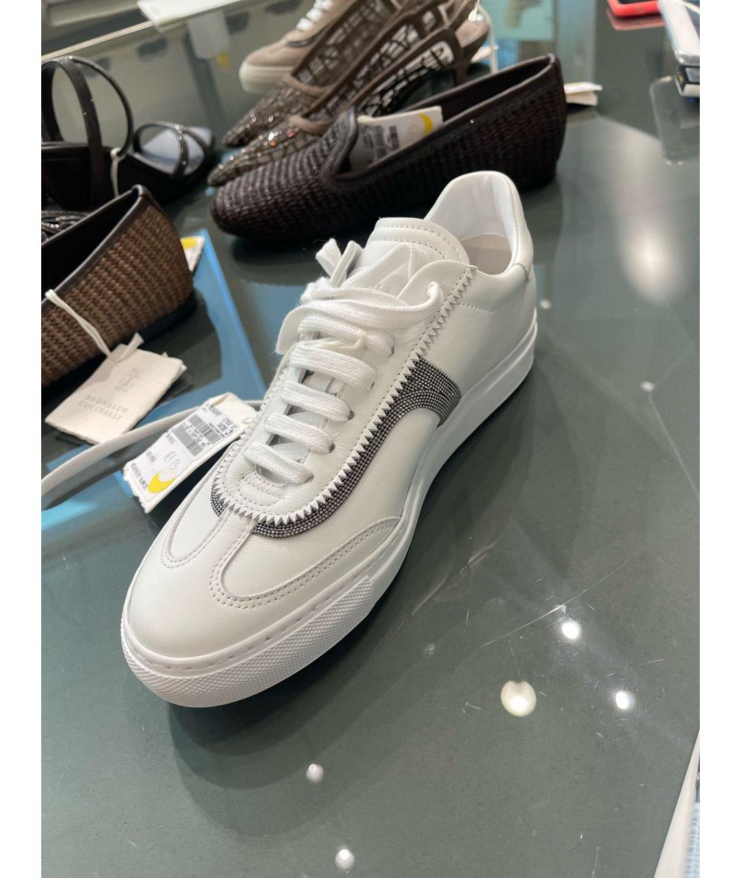 BRUNELLO CUCINELLI Белые кожаные кеды, фото 7