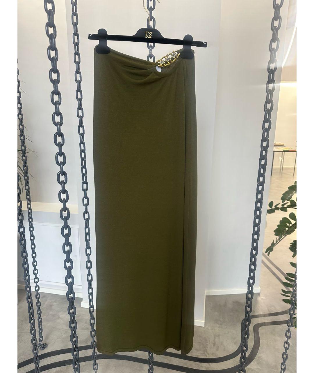 GIUSEPPE DI MORABITO Зеленая вискозная юбка макси, фото 4