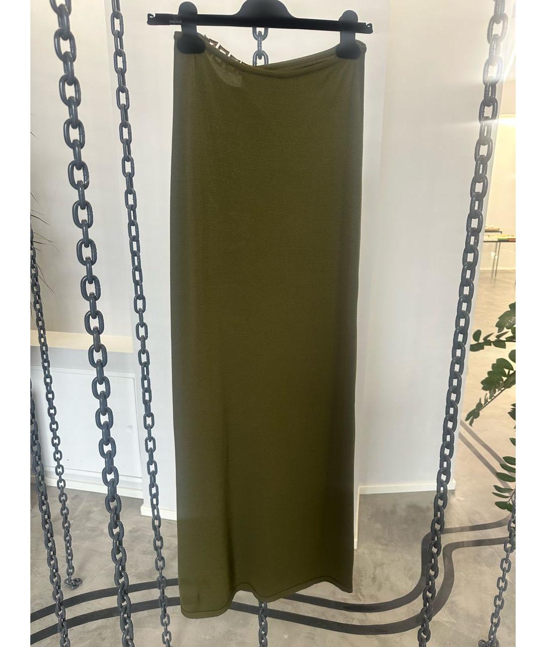 GIUSEPPE DI MORABITO Зеленая вискозная юбка макси, фото 3