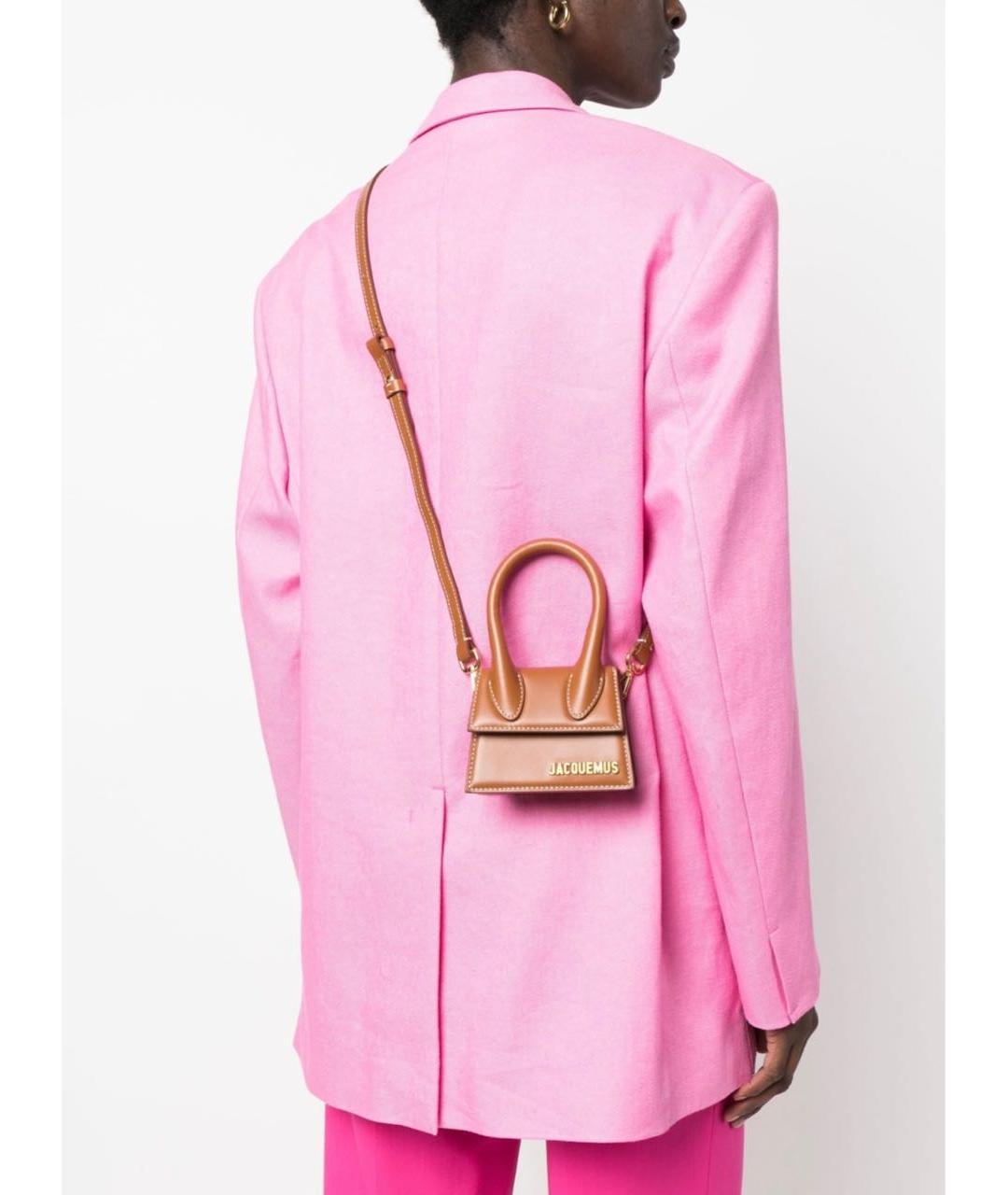 JACQUEMUS Коричневая кожаная сумка через плечо, фото 5