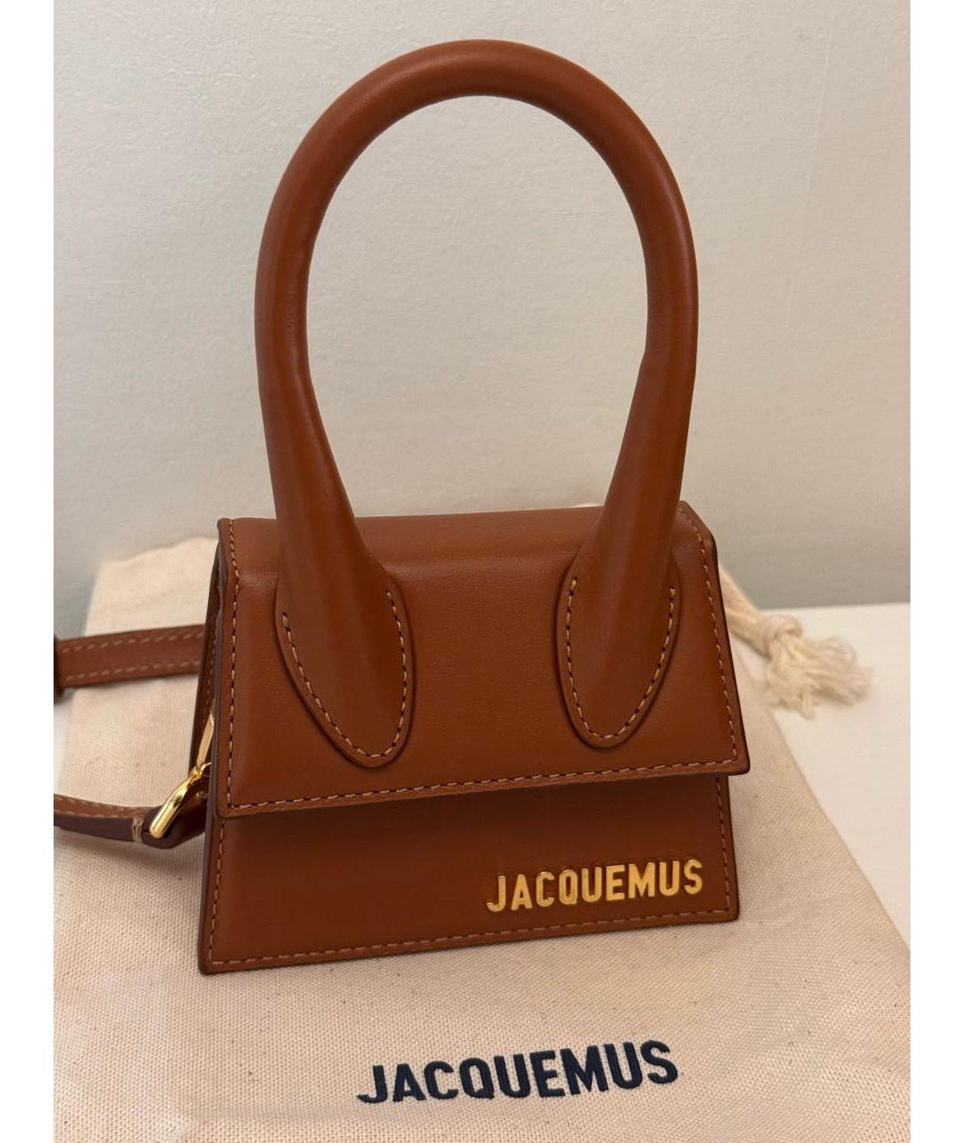 JACQUEMUS Коричневая кожаная сумка через плечо, фото 6