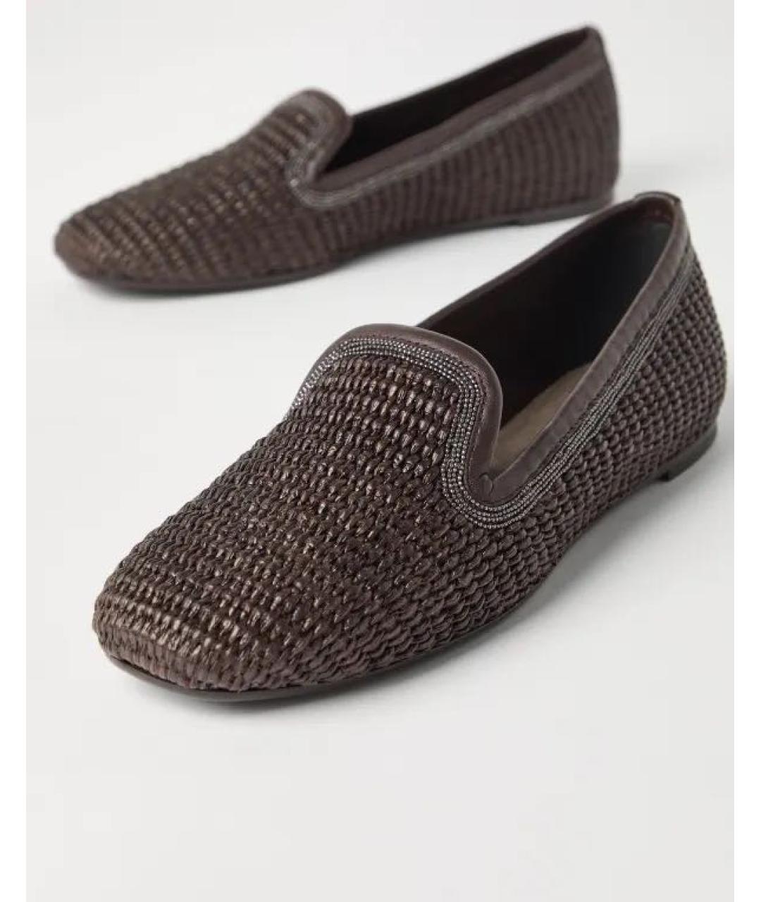 BRUNELLO CUCINELLI Коричневые кожаные лоферы, фото 5