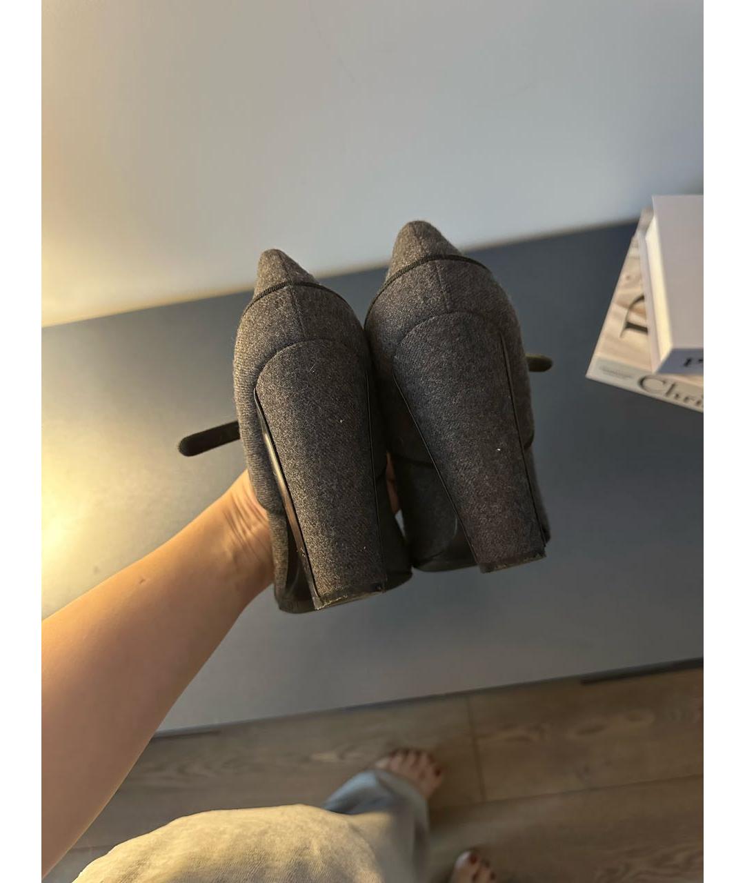CHANEL Антрацитовые текстильные туфли, фото 6