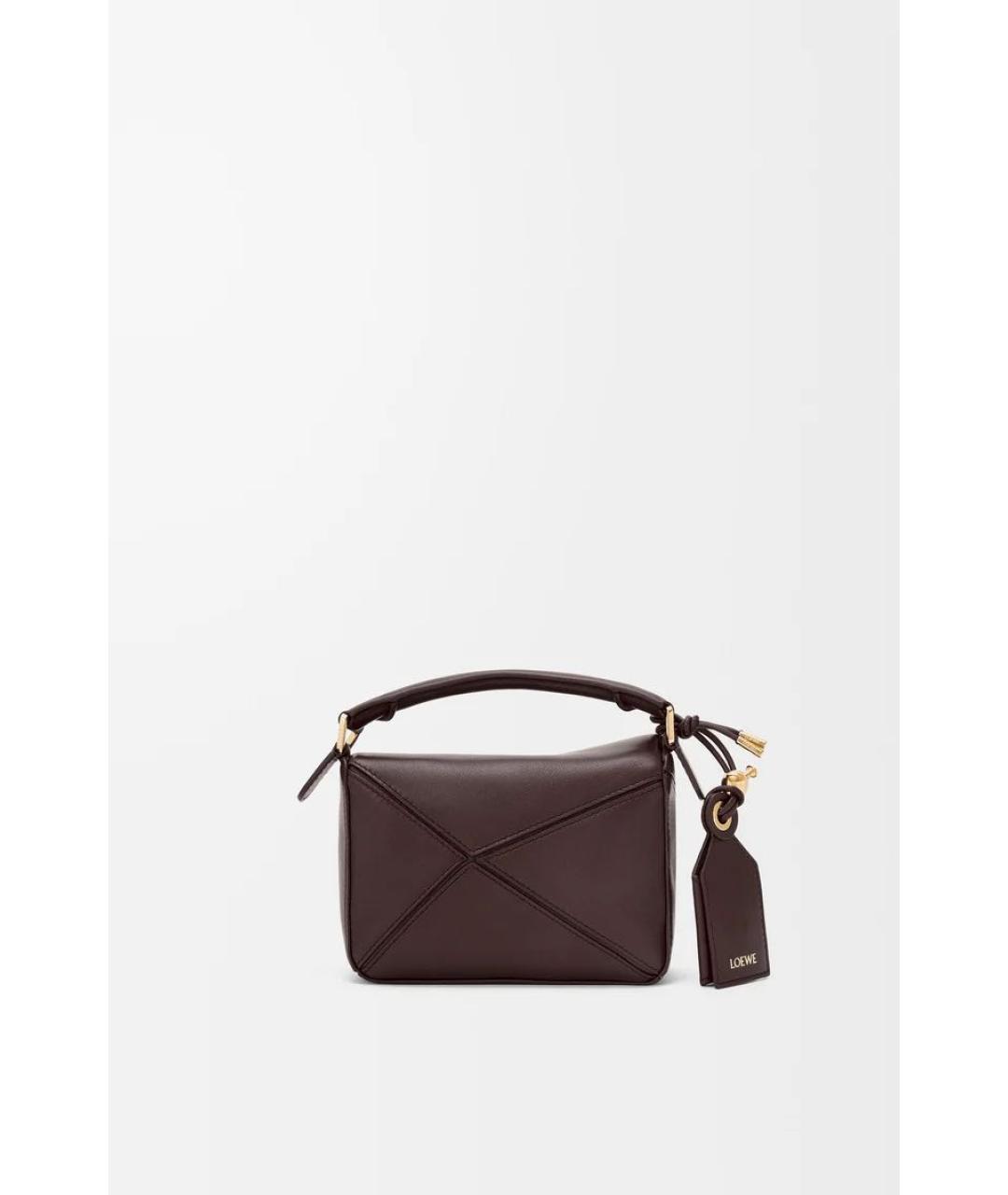 LOEWE Коричневая кожаная сумка с короткими ручками, фото 5