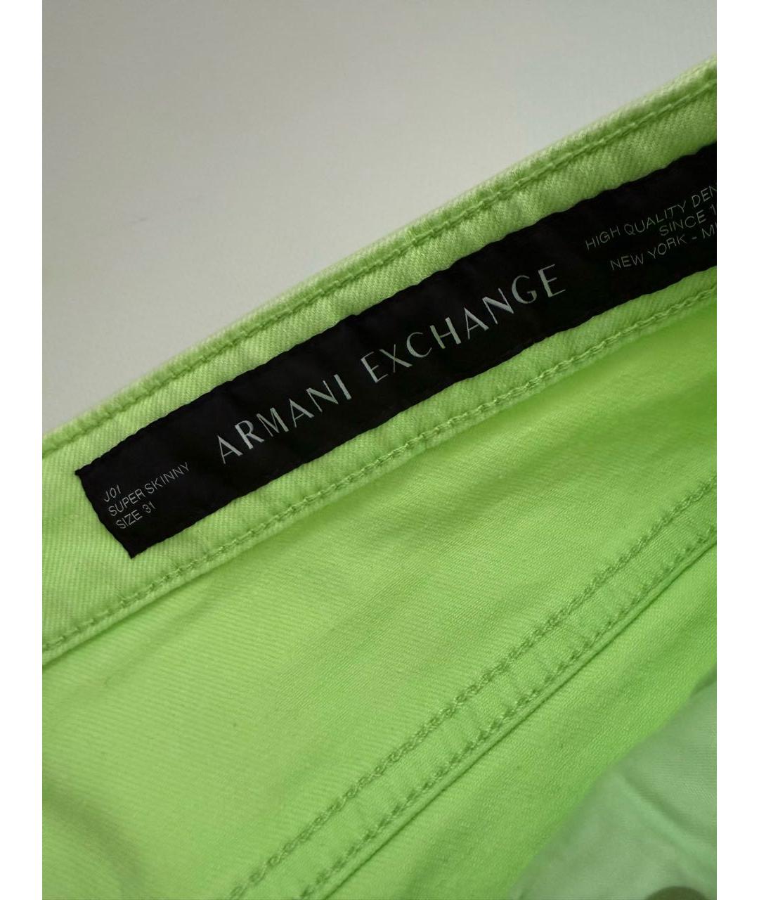 ARMANI EXCHANGE Салатовые хлопко-эластановые джинсы слим, фото 3