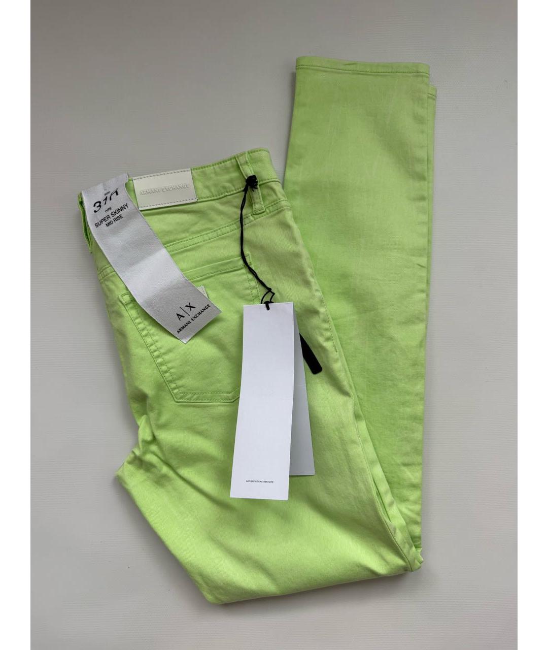 ARMANI EXCHANGE Салатовые хлопко-эластановые джинсы слим, фото 2