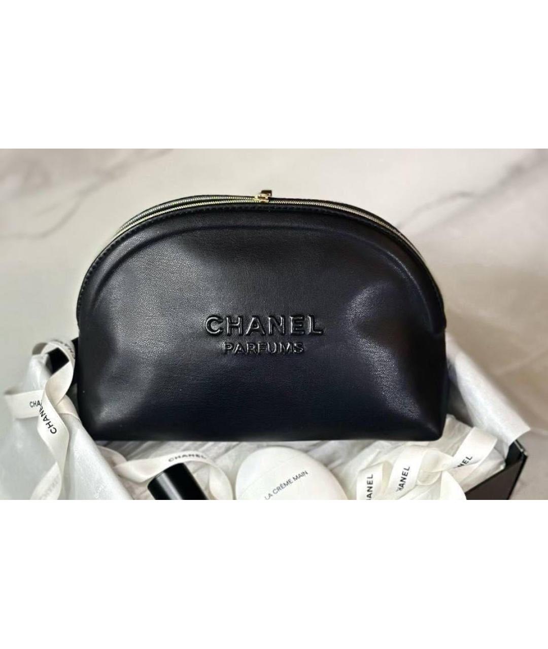 CHANEL BEAUTY Черная кожаная косметичка, фото 5
