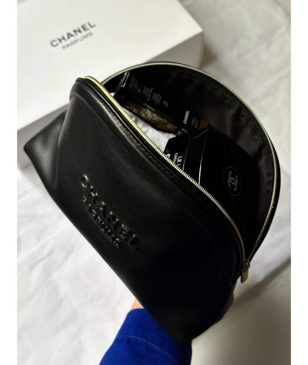 CHANEL BEAUTY Черная кожаная косметичка, фото 4