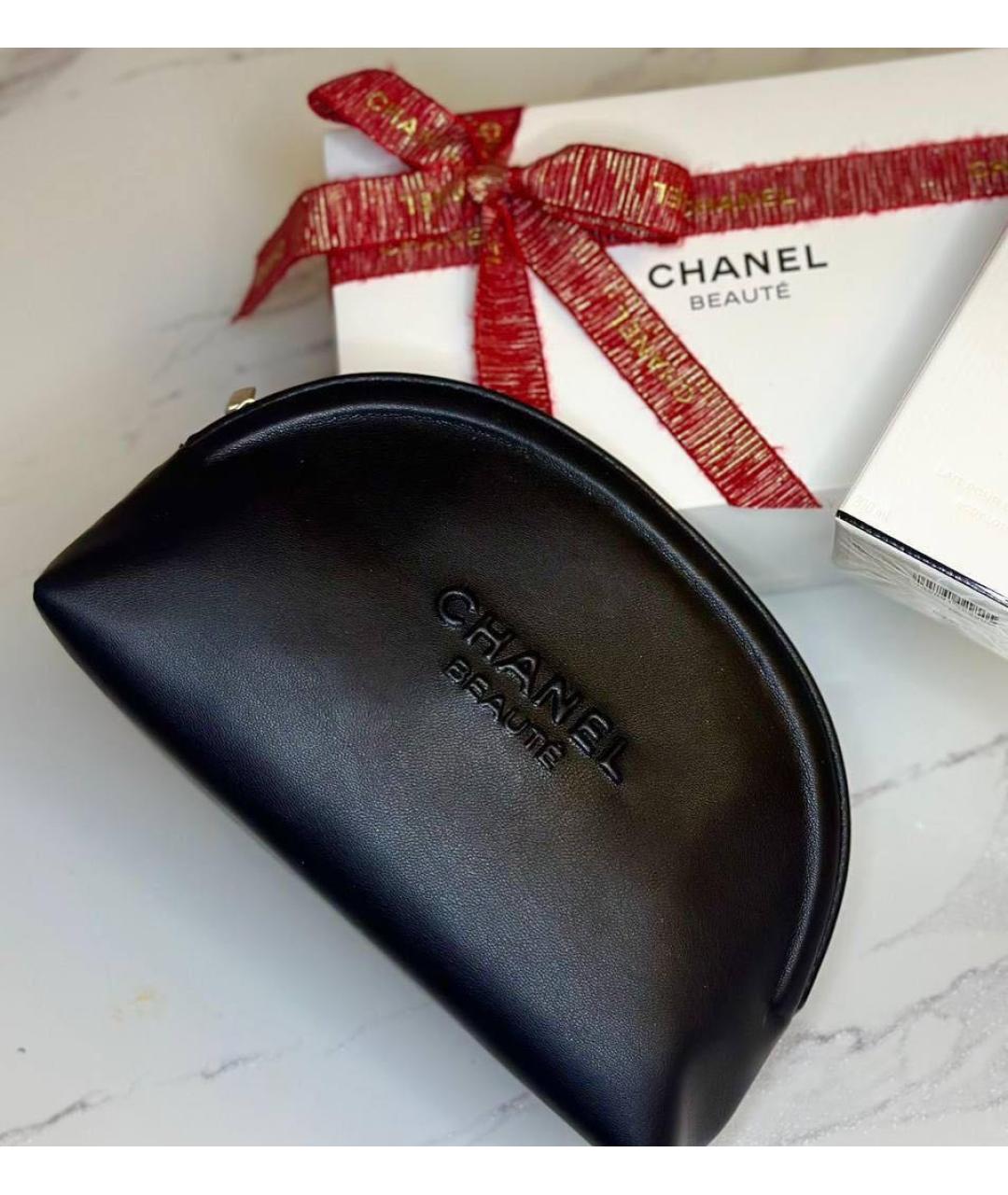 CHANEL BEAUTY Черная кожаная косметичка, фото 3