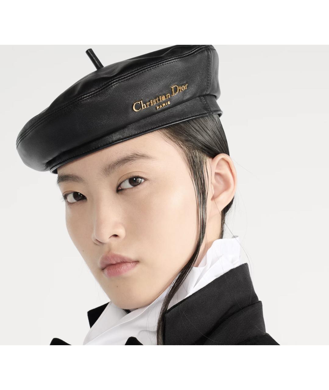 CHRISTIAN DIOR Черная кожаная шляпа, фото 2