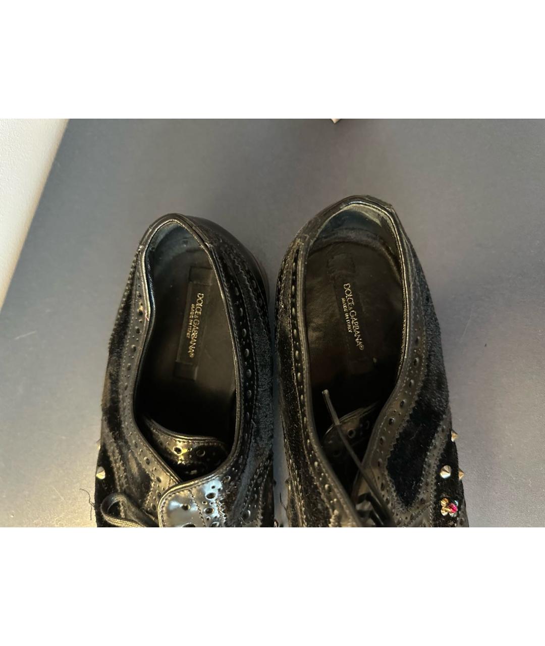 DOLCE&GABBANA Черные кожаные брогги и оксфорды, фото 3