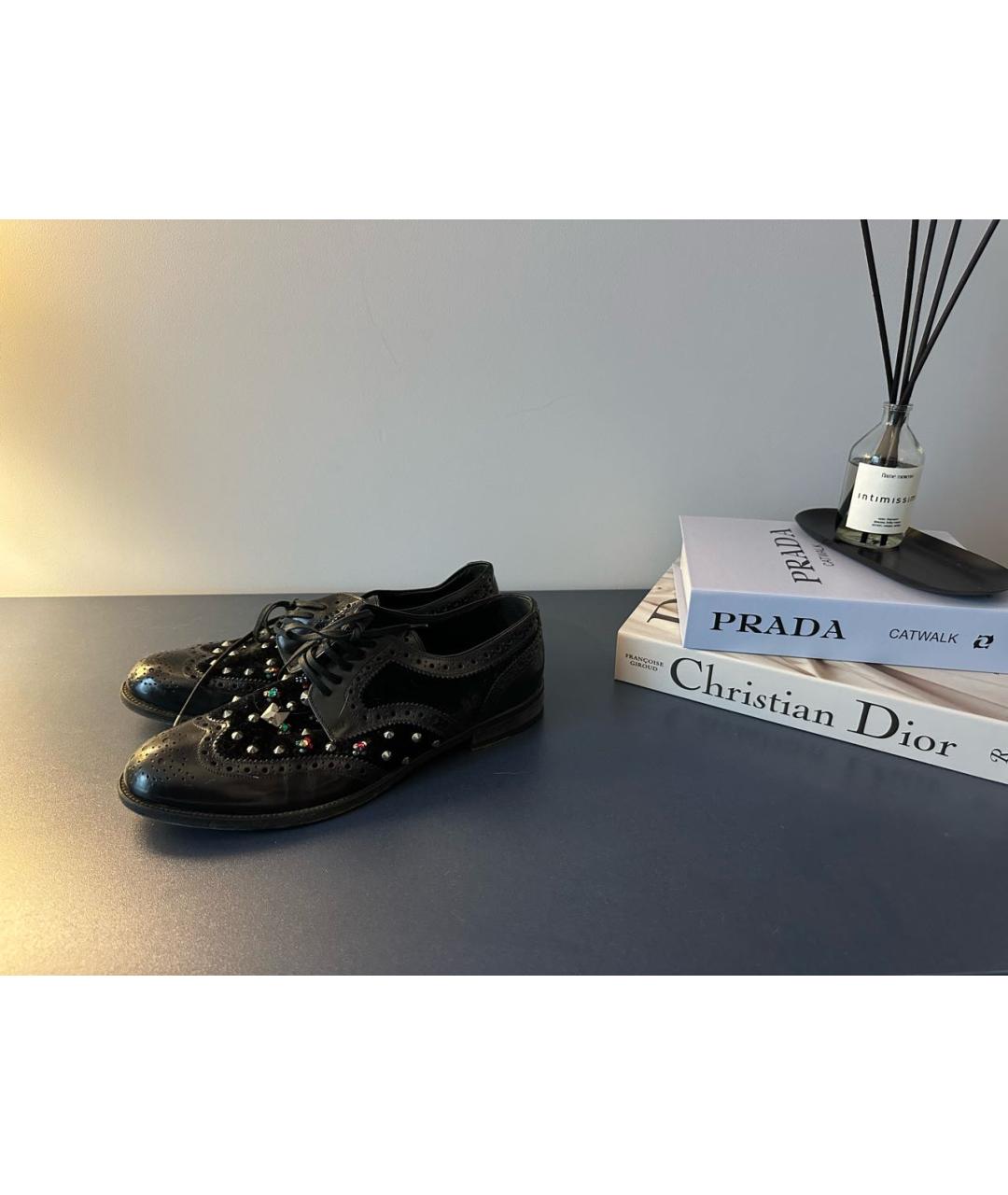 DOLCE&GABBANA Черные кожаные брогги и оксфорды, фото 7