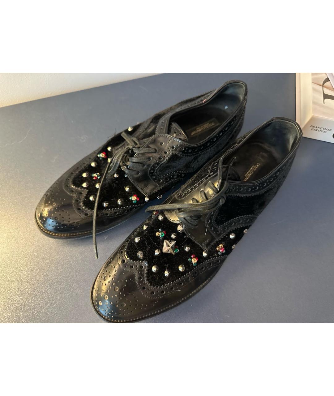 DOLCE&GABBANA Черные кожаные брогги и оксфорды, фото 2