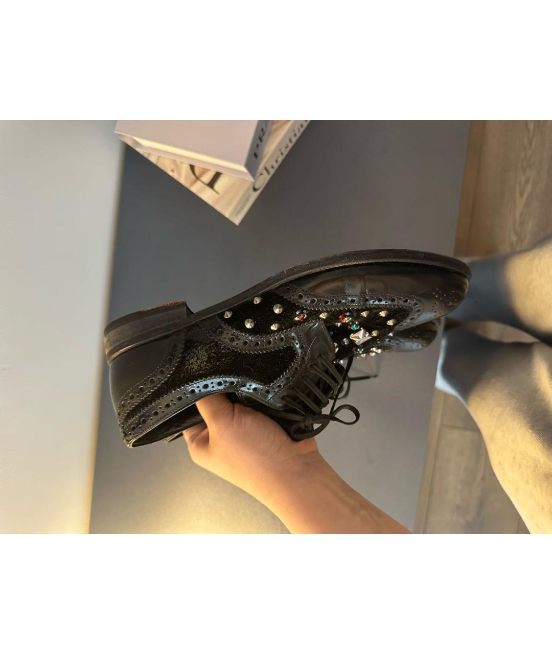 DOLCE&GABBANA Черные кожаные брогги и оксфорды, фото 5