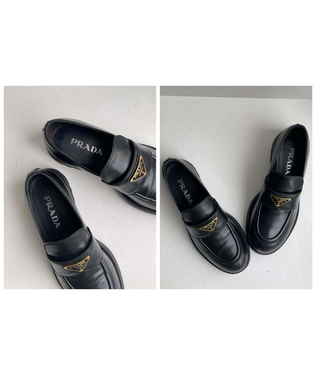 PRADA Черные кожаные лоферы, фото 7
