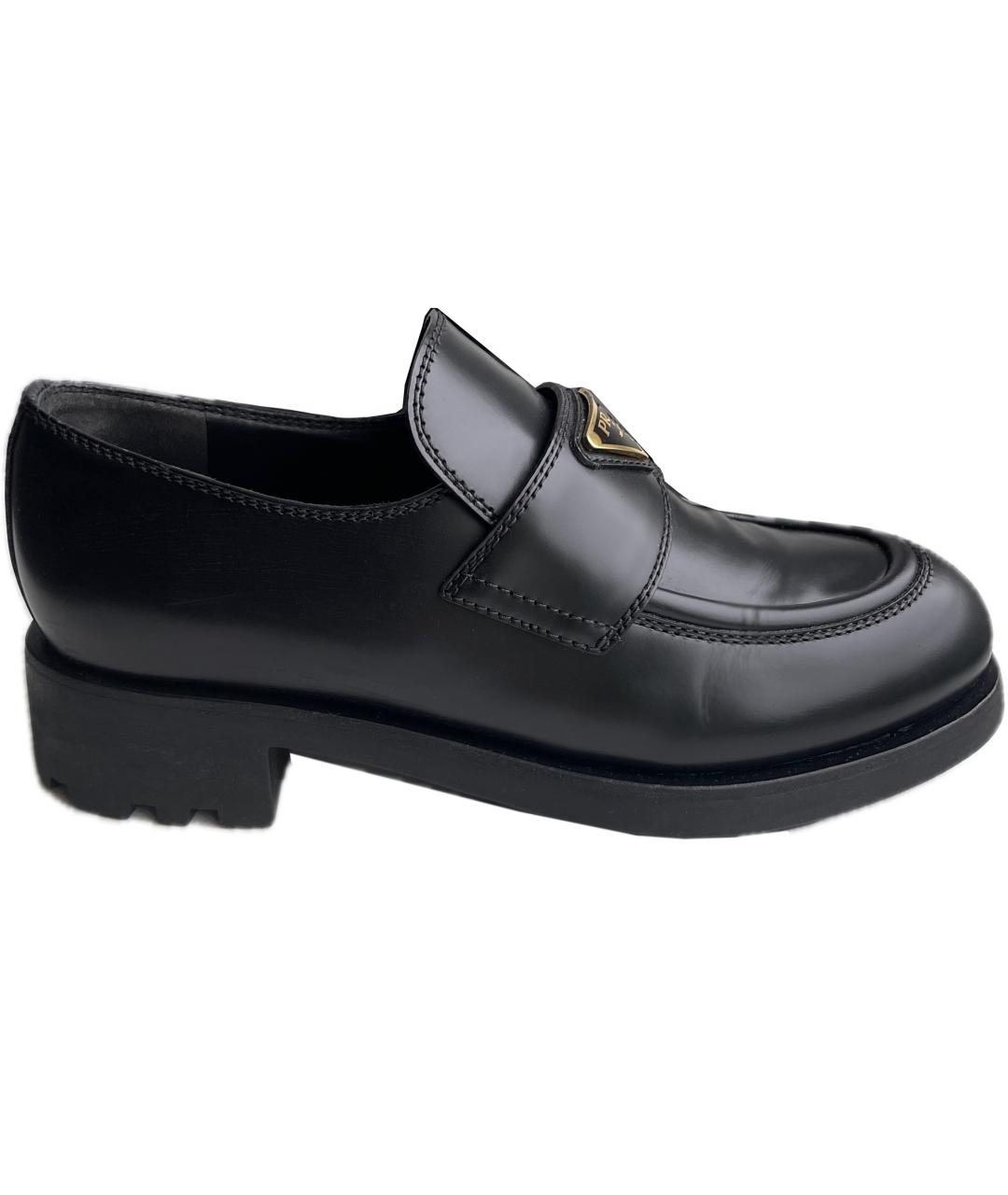PRADA Черные кожаные лоферы, фото 1