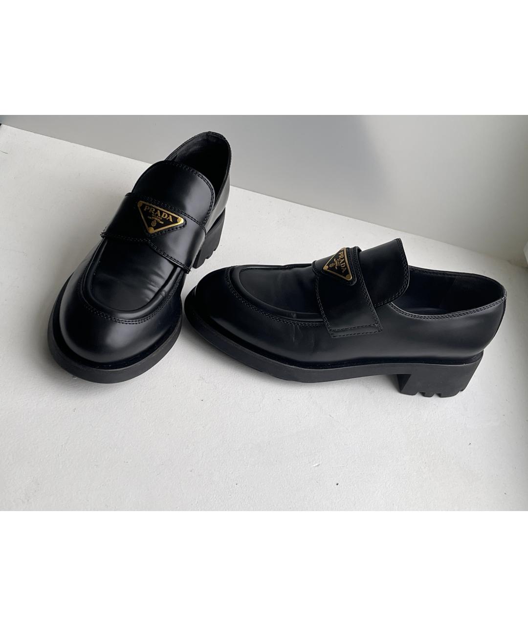 PRADA Черные кожаные лоферы, фото 4