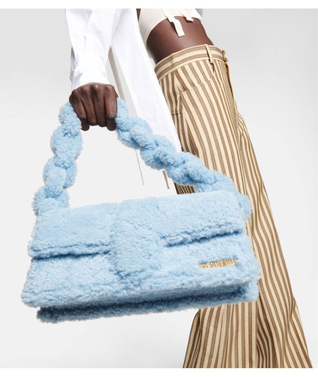 JACQUEMUS Голубая шерстяная сумка с короткими ручками, фото 2