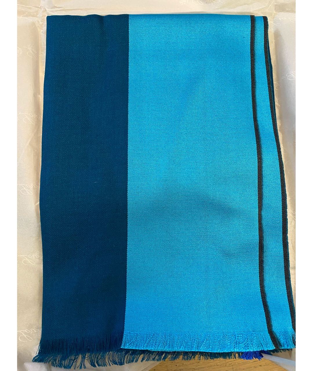 LORO PIANA Бирюзовый кашемировый шарф, фото 6
