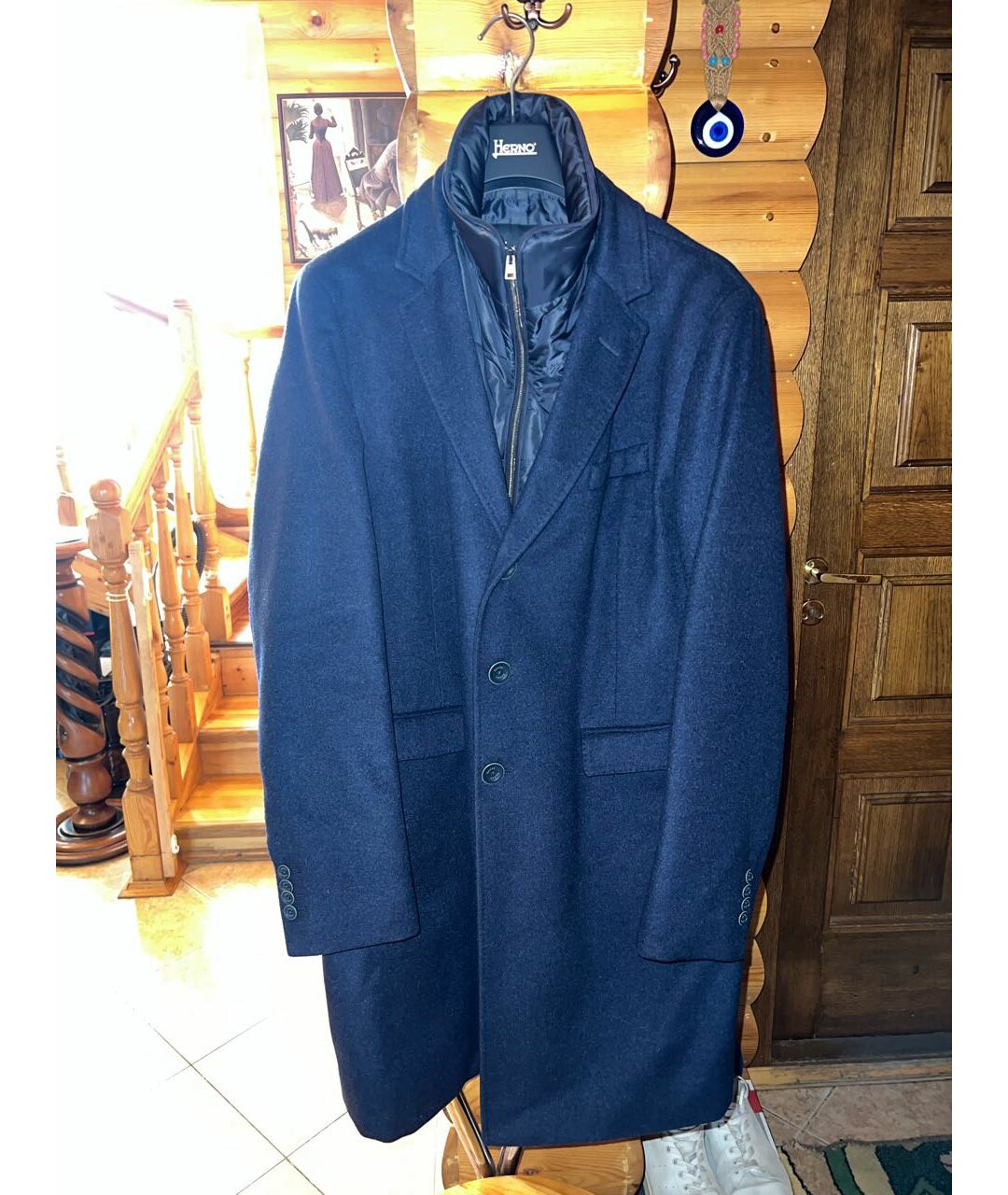 HERNO Синее шерстяное пальто, фото 8
