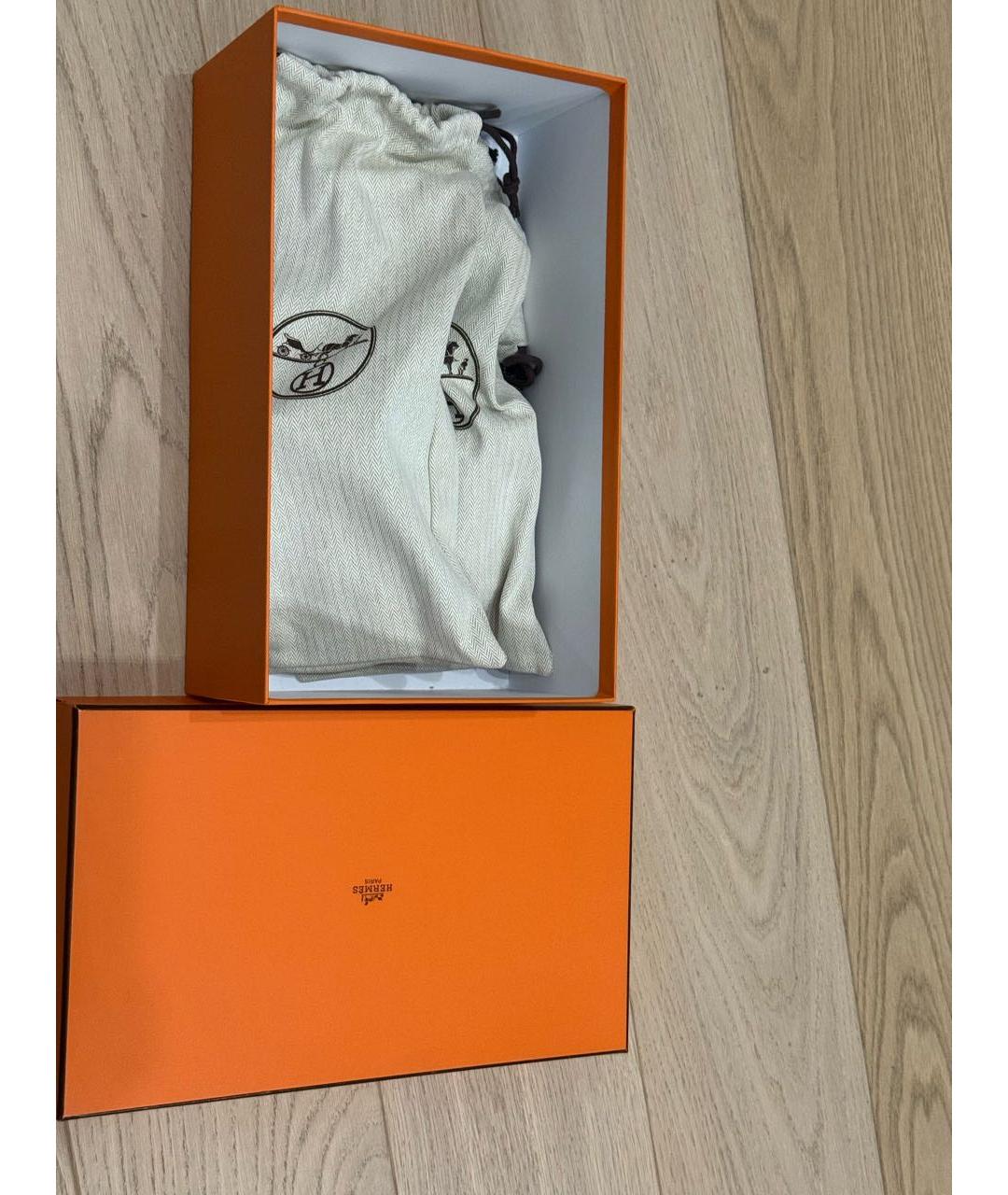 HERMES Темно-синие кожаные шлепанцы, фото 3