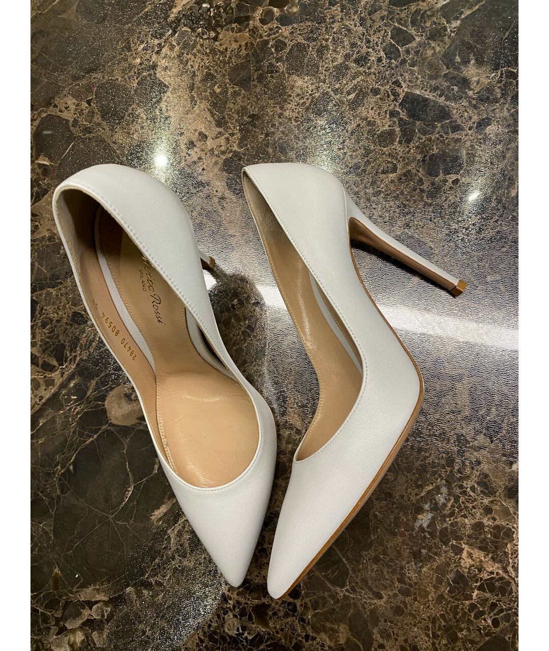 GIANVITO ROSSI Белые кожаные туфли, фото 9
