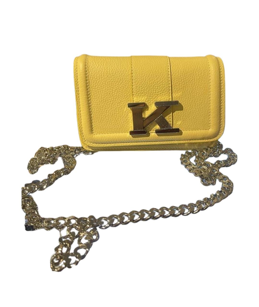 KITON Желтая кожаная сумка через плечо, фото 1