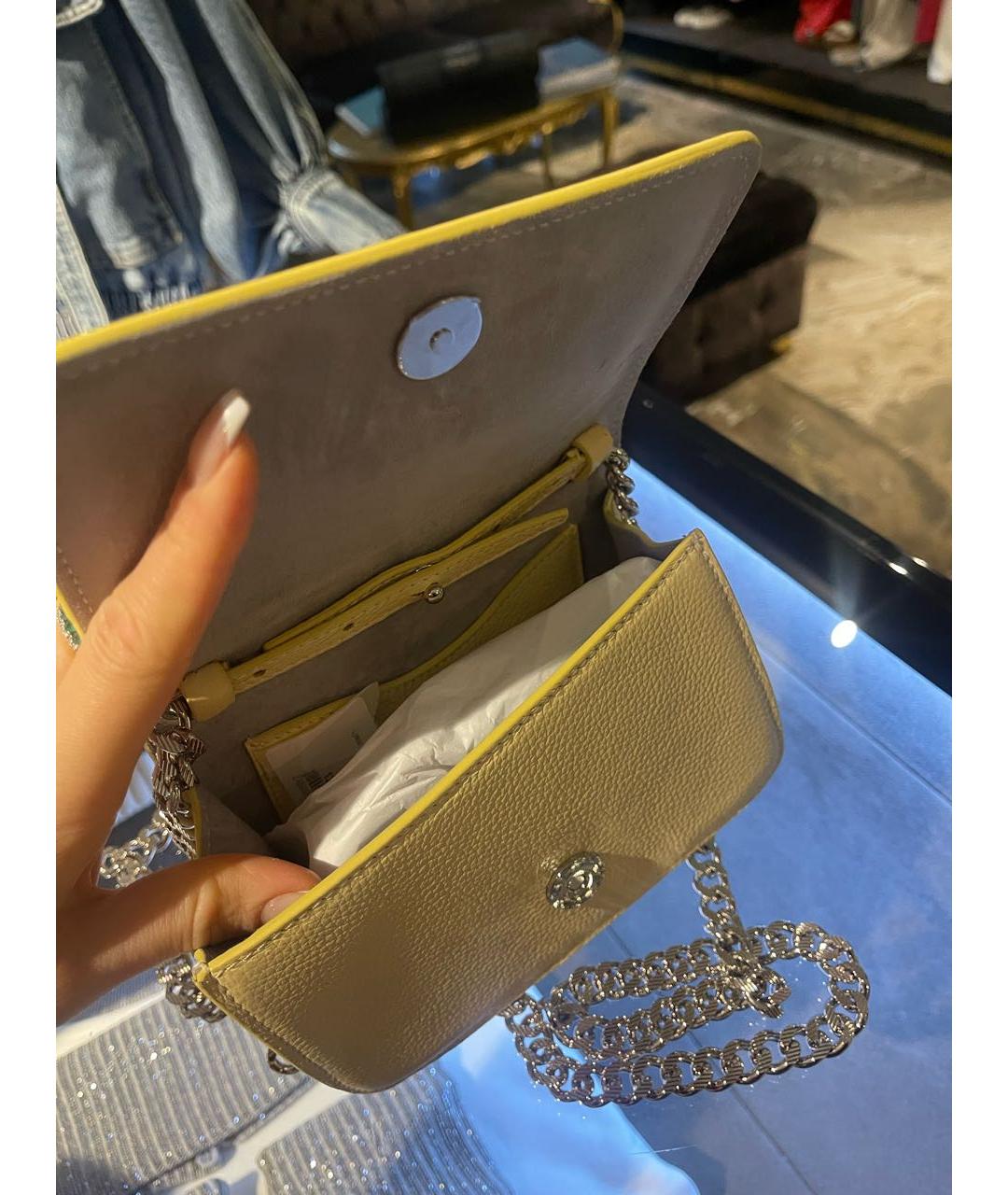 KITON Желтая кожаная сумка через плечо, фото 5