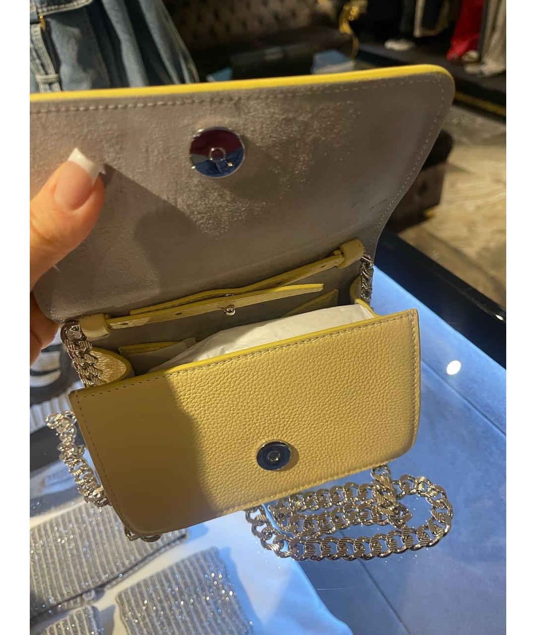 KITON Желтая кожаная сумка через плечо, фото 4